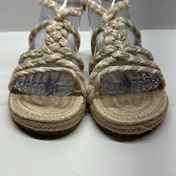 Manebi Yucatan Jute Rope Braided Espadrille Flat Sandals Shoes Tan White Size 36 - Picture 3 of 10